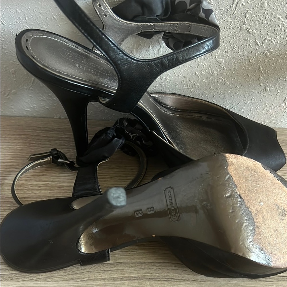 Coach Elegant Black Peep-Toe Heels - Picture 3 of 5